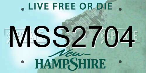 MSS2704 New Hampshire License Plate