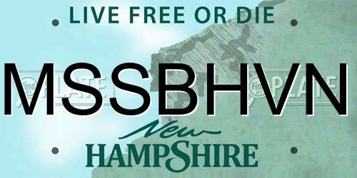 MSSBHVN New Hampshire License Plate