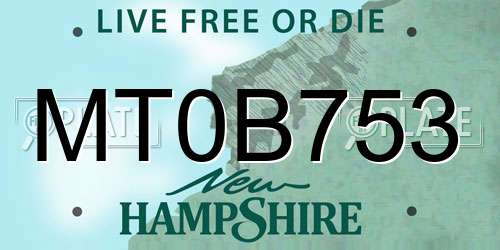 MT0B753 New Hampshire License Plate