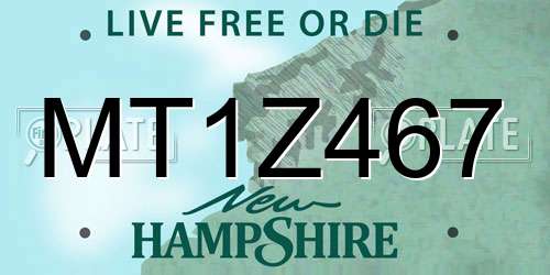 MT1Z467 New Hampshire License Plate