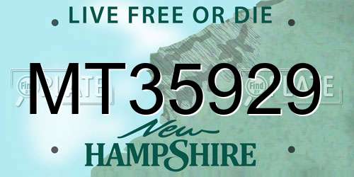 MT35929 New Hampshire License Plate