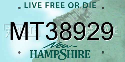 MT38929 New Hampshire License Plate