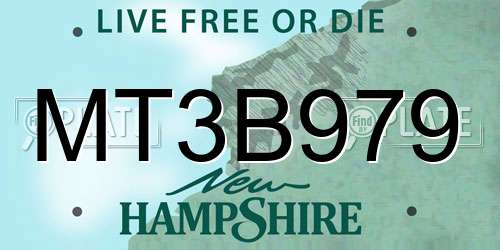MT3B979 New Hampshire License Plate