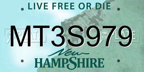 MT3S979 New Hampshire License Plate