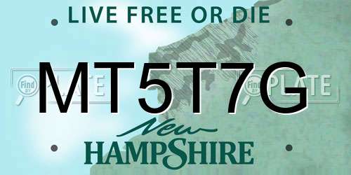 MT5T7G New Hampshire License Plate
