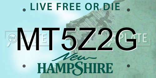 MT5Z2G New Hampshire License Plate