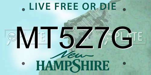 MT5Z7G New Hampshire License Plate