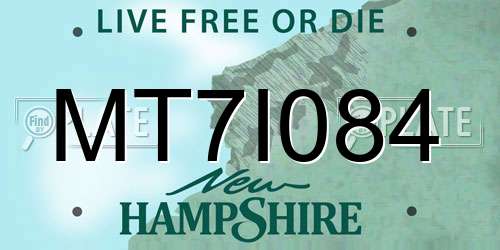 MT7I084 New Hampshire License Plate