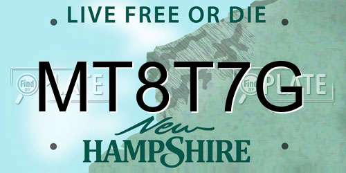 MT8T7G New Hampshire License Plate