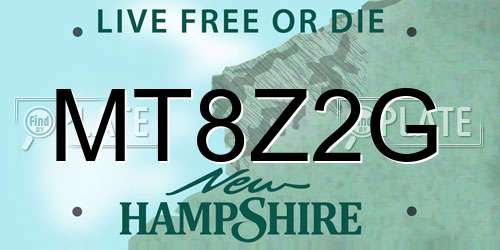MT8Z2G New Hampshire License Plate