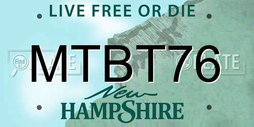 MTBT76 New Hampshire License Plate