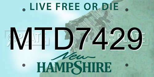 MTD7429 New Hampshire License Plate