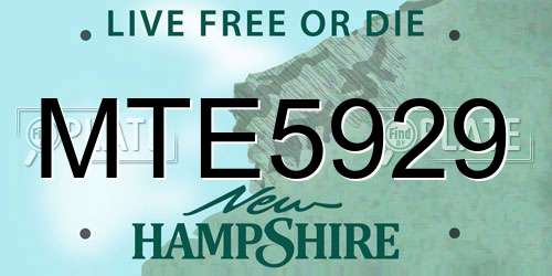 MTE5929 New Hampshire License Plate