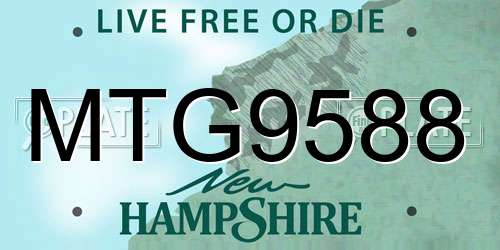 MTG9588 New Hampshire License Plate