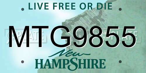 MTG9855 New Hampshire License Plate