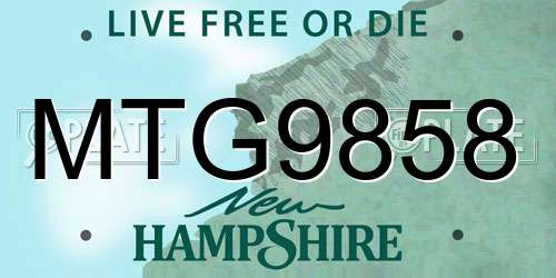 MTG9858 New Hampshire License Plate