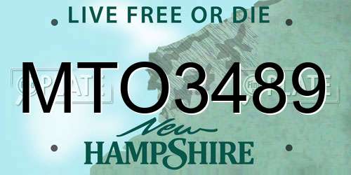 MTO3489 New Hampshire License Plate