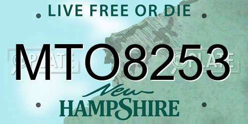 MTO8253 New Hampshire License Plate