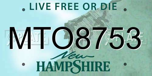 MTO8753 New Hampshire License Plate