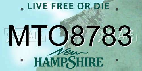 MTO8783 New Hampshire License Plate