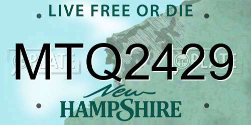 MTQ2429 New Hampshire License Plate