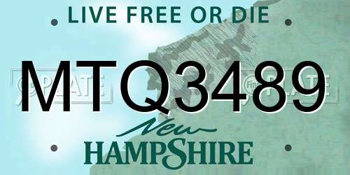 MTQ3489 New Hampshire License Plate