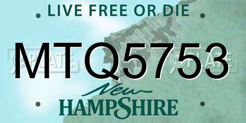 MTQ5753 New Hampshire License Plate
