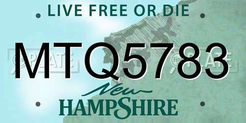 MTQ5783 New Hampshire License Plate