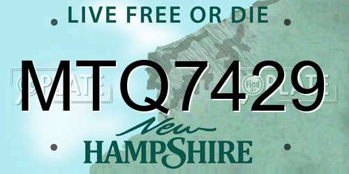 MTQ7429 New Hampshire License Plate