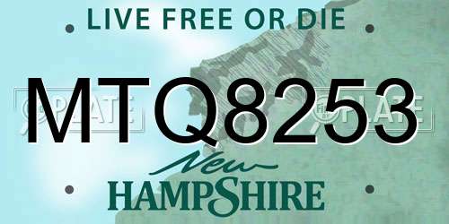 MTQ8253 New Hampshire License Plate