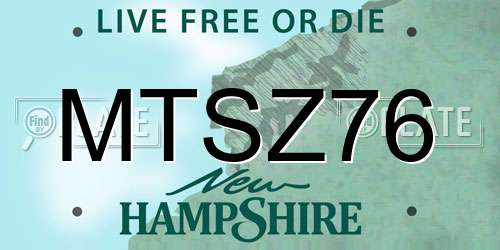 MTSZ76 New Hampshire License Plate