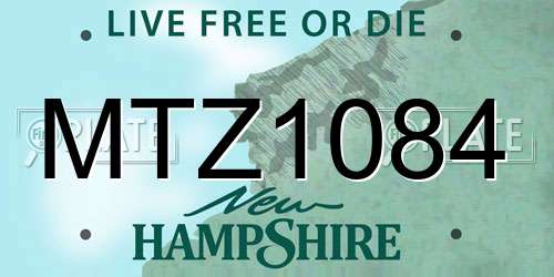MTZ1084 New Hampshire License Plate
