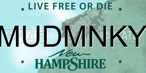 MUDMNKY New Hampshire License Plate
