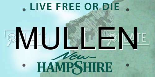 MULLEN New Hampshire License Plate