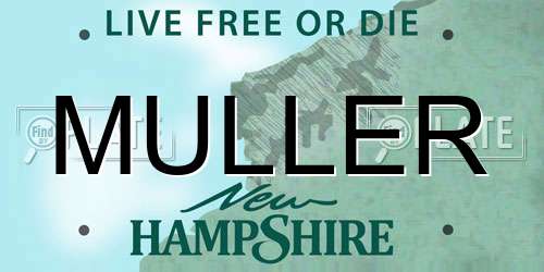MULLER New Hampshire License Plate