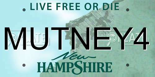 MUTNEY4 New Hampshire License Plate