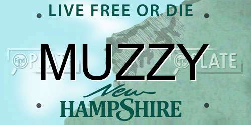 MUZZY New Hampshire License Plate
