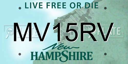 MV15RV New Hampshire License Plate