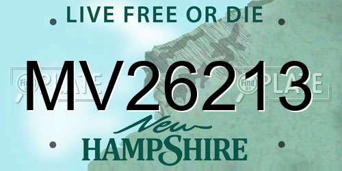 MV26213 New Hampshire License Plate