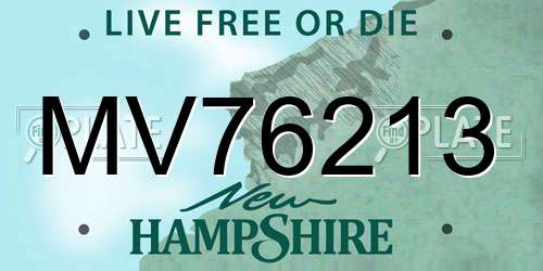MV76213 New Hampshire License Plate