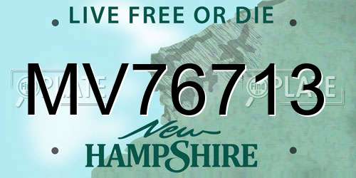 MV76713 New Hampshire License Plate