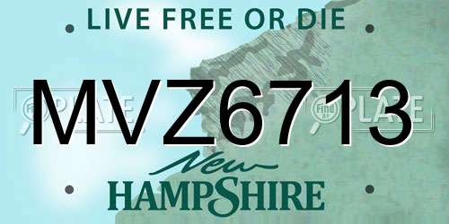 MVZ6713 New Hampshire License Plate