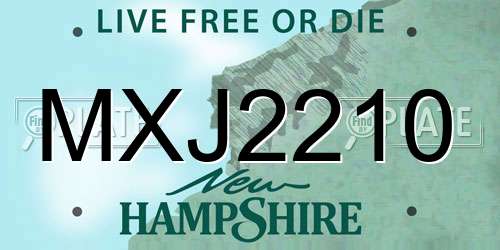 MXJ2210 New Hampshire License Plate