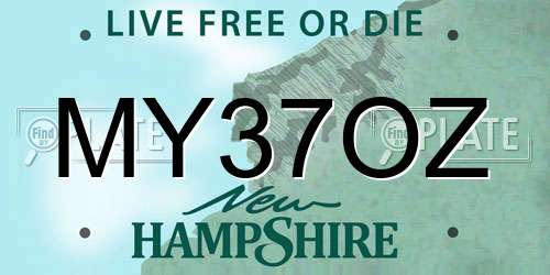 MY37OZ New Hampshire License Plate