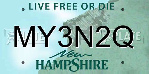 MY3N2Q New Hampshire License Plate