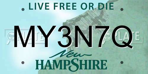 MY3N7Q New Hampshire License Plate