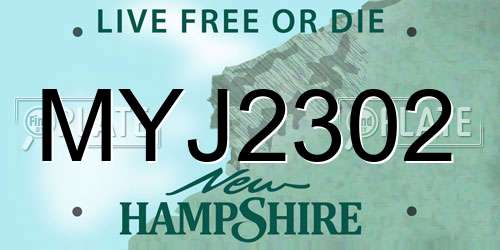 MYJ2302 New Hampshire License Plate