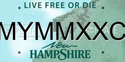 MYMMXXC New Hampshire License Plate