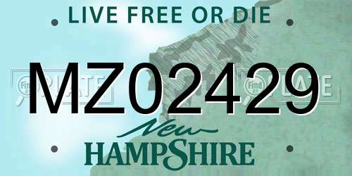 MZ02429 New Hampshire License Plate