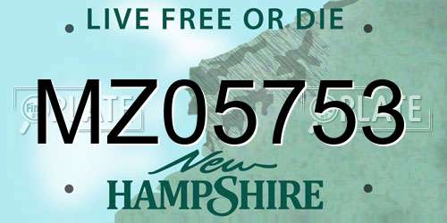 MZ05753 New Hampshire License Plate